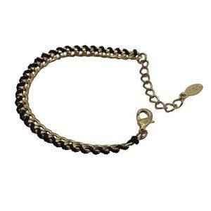 ALDO Wrapped Chain Bracelet Gold Tone Black Adjustable Length